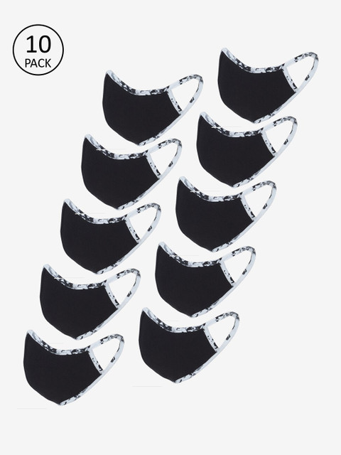 

Fitz Unisex Pack of 10 Reusable 2-Layer Black Fashion Mask