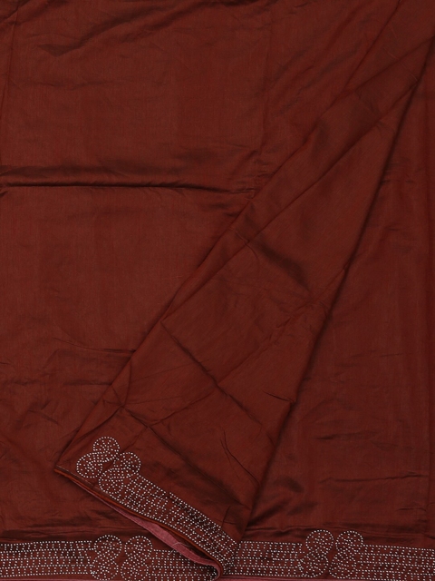 

Pothys Coffee Brown Solid Jute Silk Saree