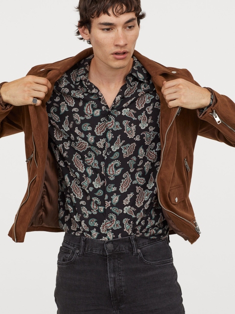 

H&M Men Blue Viscose Shirt Slim Fit