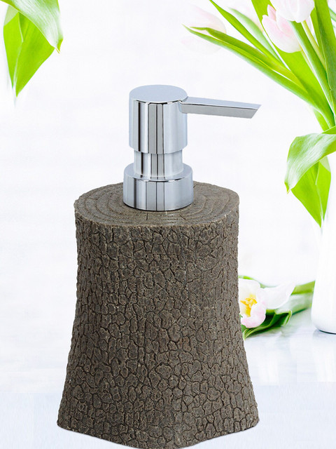 

OBSESSIONS Brown Textured Polyresin Liquid Soap Dispenser