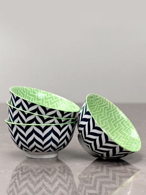 

Pure Home and Living Green & White 4 Pieces Porcelain Bowls