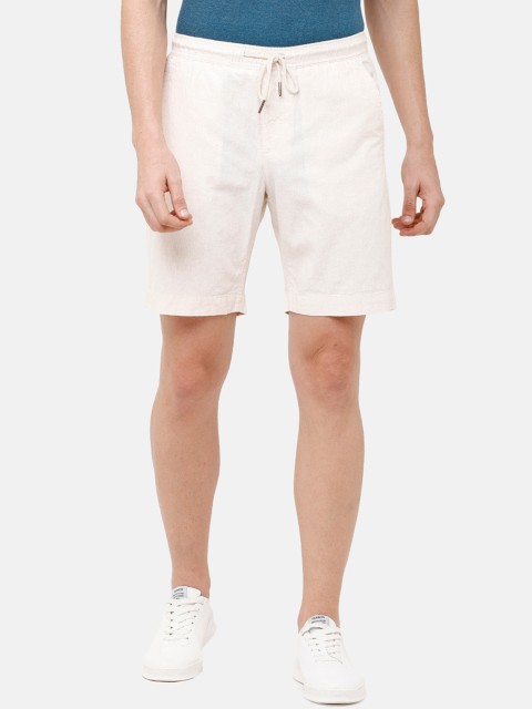 

CAVALLO by Linen Club Men Off-White Solid Slim Fit Regular Shorts