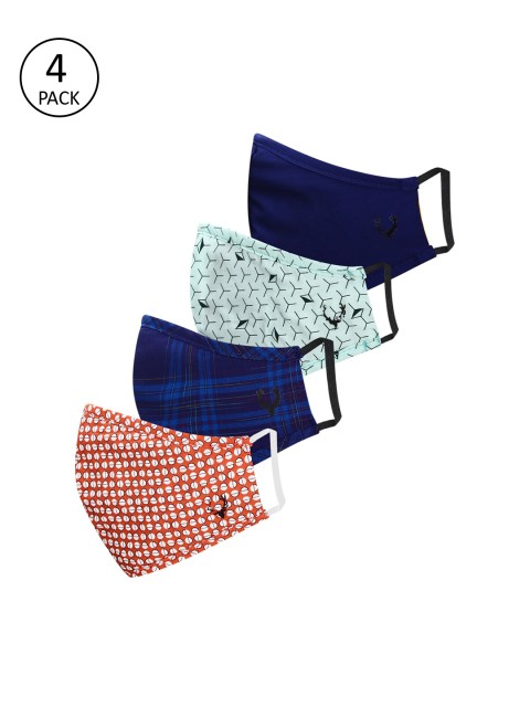 

Allen Solly Junior Kids 4 Pcs 6 Ply Reusable Cloth Masks, Multi