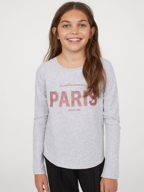 

H&M Girls Grey Motif-Front Top