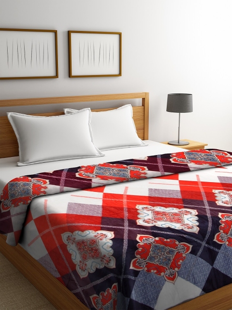 

NEUDIS Red & White Ethnic Motifs AC Room 233 GSM Double Bed Blanket