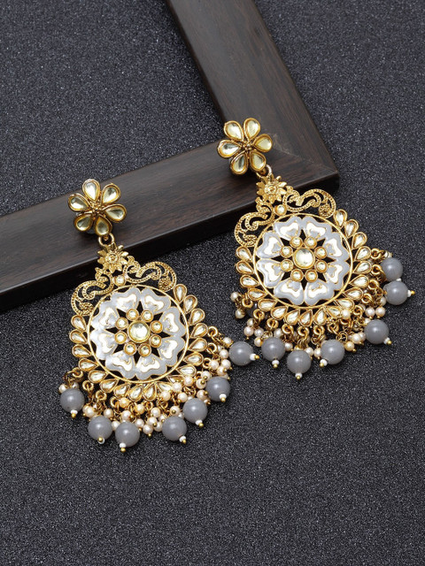 

Ibtida Gold-Plated & Grey Classic Drop Earrings