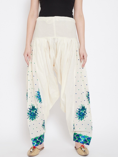 

Castle Women Off-White & Blue Floral Embroidered Salwar