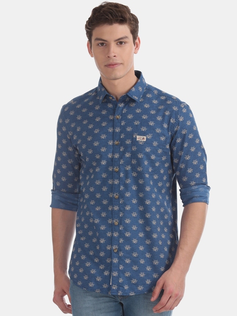 

U.S. Polo Assn. Men Blue & Off-White Regular Fit Printed Casual Shirt