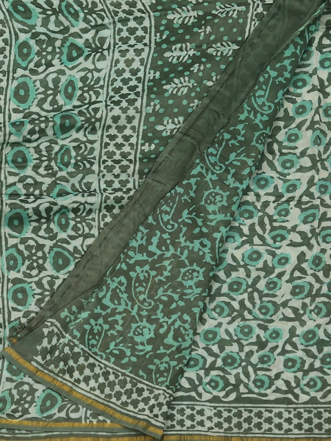

Pothys Green Printed Cotton Blend Saree