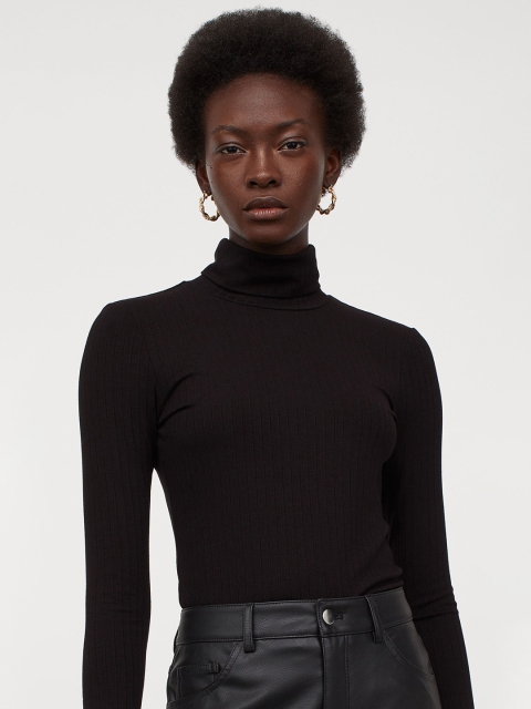 

H&M Women Black Solid Open-Backed Top