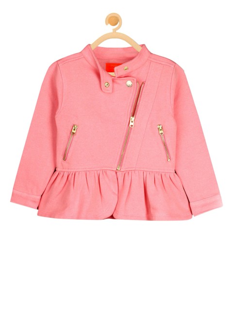 

Cherry Crumble Girls Pink Solid Tailored Jacket