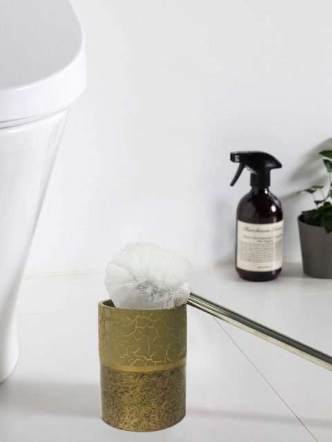 

OBSESSIONS Green & Gold-Toned Textured Polyresin Alvina Toilet Brush With Holder