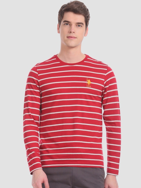

U.S. Polo Assn. Men Red Striped Round Neck T-shirt