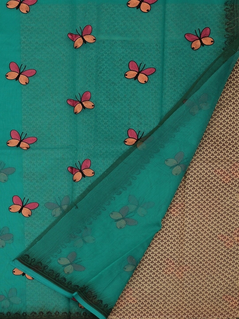

Pothys Green & Red Supernet Embroidered Saree