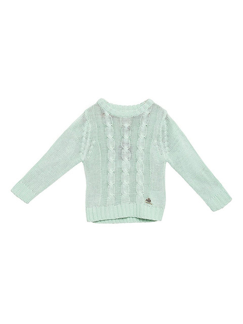 

Cherry Crumble Unisex Kids Green Self Design Cardigan Sweater