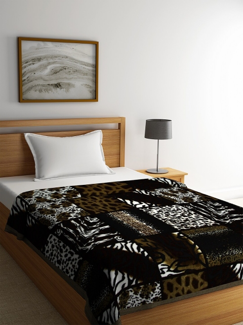 

NEUDIS Olive Green & Black Abstract Heavy Winter 450 GSM Single Bed Blanket
