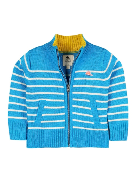 

Cherry Crumble Kids Blue & White Striped Cardigan Sweater