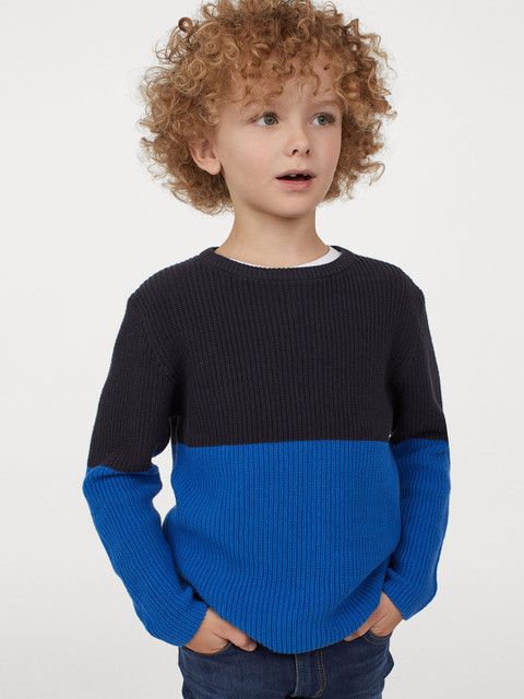 

H&M Boys Blue Ribbed Cotton Jumper