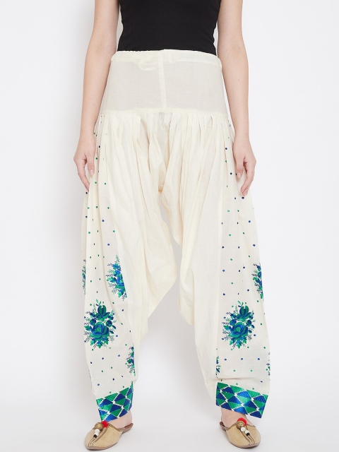 

Castle Women Off-White & Blue Phulkari Embroidered Salwar