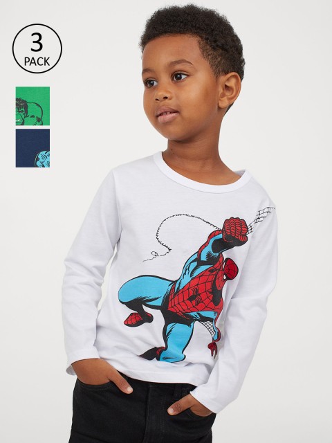 

H&M Boys 3-Pack Printed Jersey Tops, White