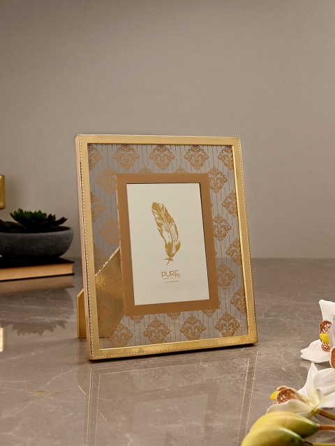 

Pure Home and Living Gold-Toned & White Moroccan Motif Large Photo Frame
