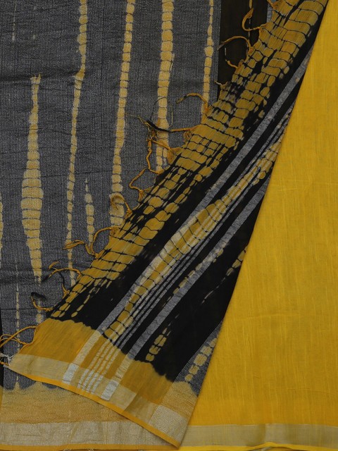 

Pothys Mustard Yellow Printed Linen Blend Saree