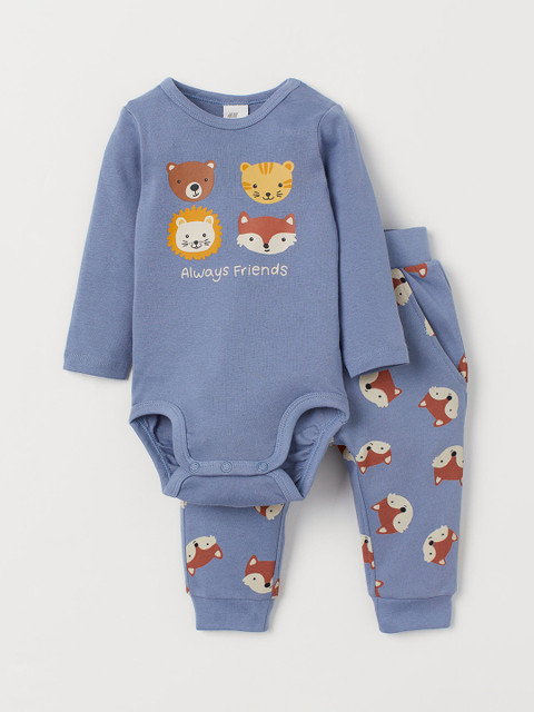 

H&M Boys Blue Printed 2-Piece Cotton Set