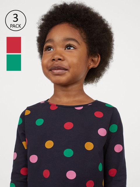

H&M Girls 3-Pack Jersey Tops, Blue