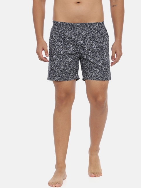IVOC Men Navy & Grey Printed Pure Cotton Boxers IOMBS02SC03L35, Navy blue