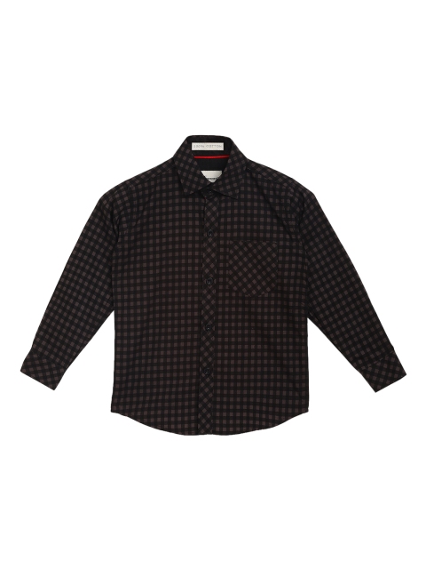 

Aj DEZInES Boys Black Comfort Regular Fit Checked Casual Shirt