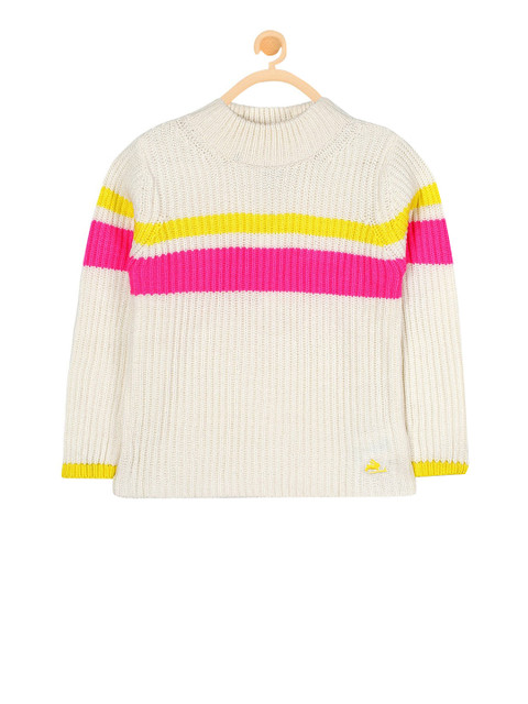 

Cherry Crumble Kids Off-White & Pink Striped Pullover Sweater