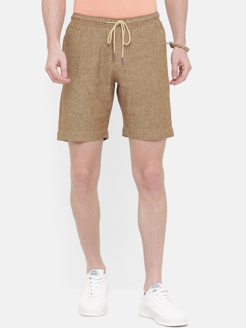 

CAVALLO by Linen Club Men Brown Solid Slim Fit Regular Shorts
