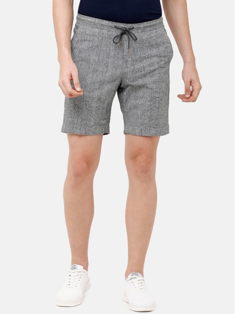 

CAVALLO by Linen Club Men Grey Checked Slim Fit Regular Shorts