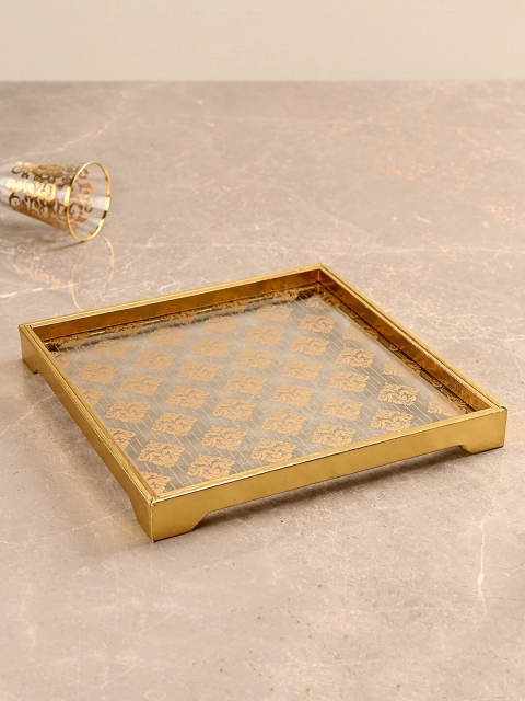 

Pure Home and Living Gold-Toned & Transparent Moroccan Motifs Printed Platter