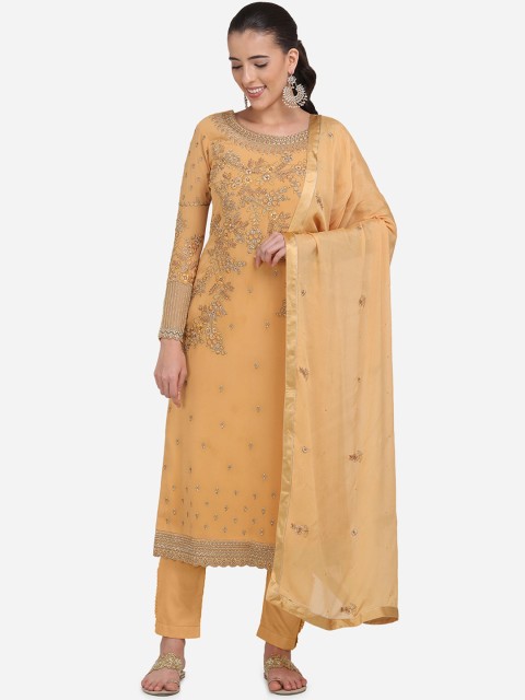 

Stylee LIFESTYLE Orange Poly Georgette Unstitched Dress Material