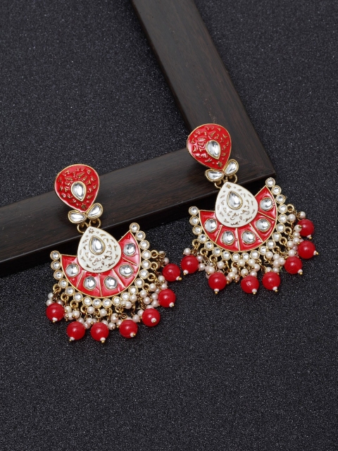 

Ibtida Red Gold Plated Enamelled Circular Chandbalis