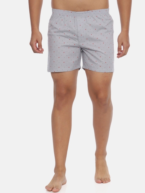

IVOC Men's Printed Pure Cotton Boxers, Grey