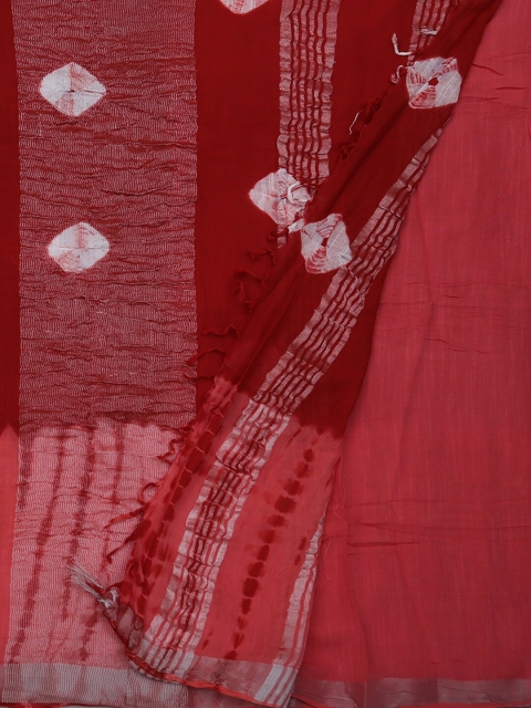 

Pothys Red Dyed Linen Blend Saree
