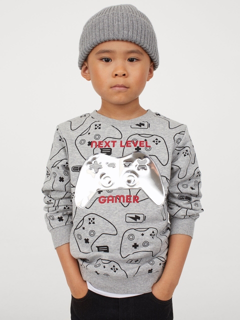 

H&M Boys Grey & White Graphic Printed Sweatshirt