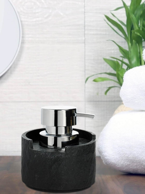 

OBSESSIONS Black & Silver-Toned Solid Polyresin Alvina Liquid Soap Dispenser
