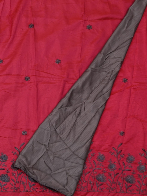 

Pothys Pink Embroidered Jute Silk Saree