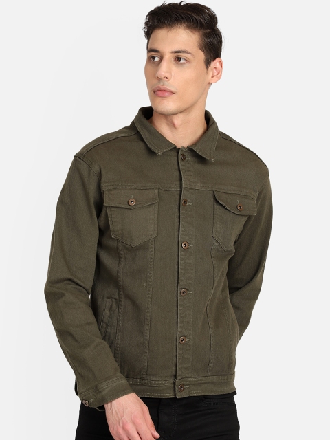 

PUNK Men Olive Green Printed Lightweight Denim Jacket