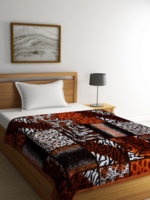 

NEUDIS Brown & Black Floral Heavy Winter 450 GSM Single Bed Blanket