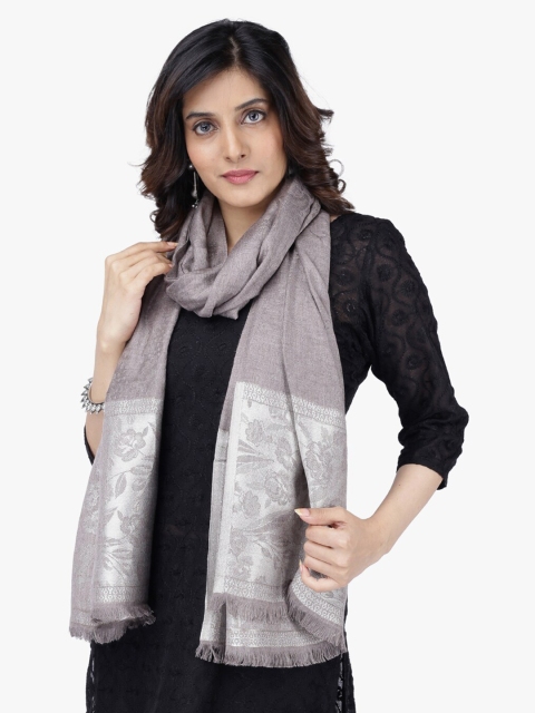 

Scarves & Glitters Women Grey Solid Scarf