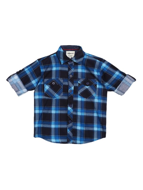 

Aj DEZInES Boys Blue Comfort Regular Fit Checked Casual Shirt