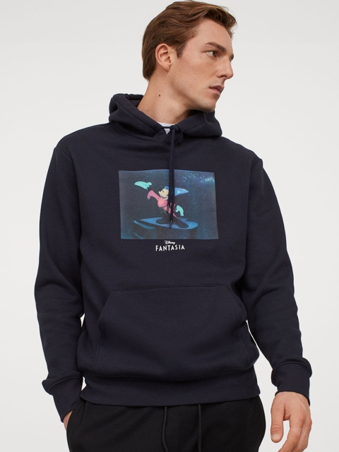 

H&M Men Blue Printed Hoodie
