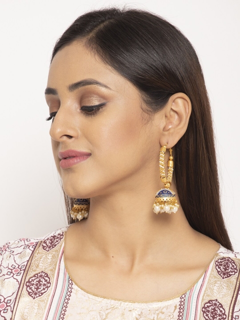 

Ibtida Gold-Toned & Blue Circular Jhumkas