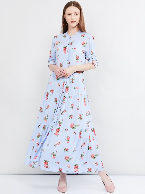 

max Women Blue Floral Printed Maxi Dress