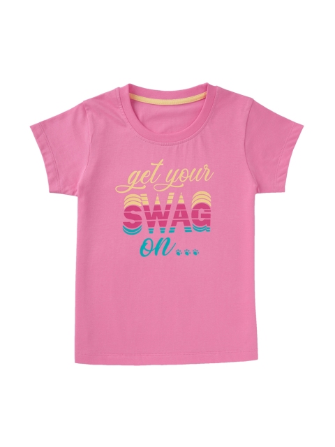 

Cub McPaws Girls Pink Printed Round Neck T-shirt