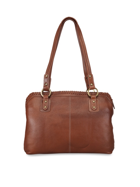 

GENWAYNE Brown Solid Leather Shoulder Bag